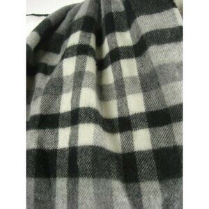 V FRAAS Cashmink Scarf Germany 100% Acrylic Gray Black Check Plaid Fringe Soft